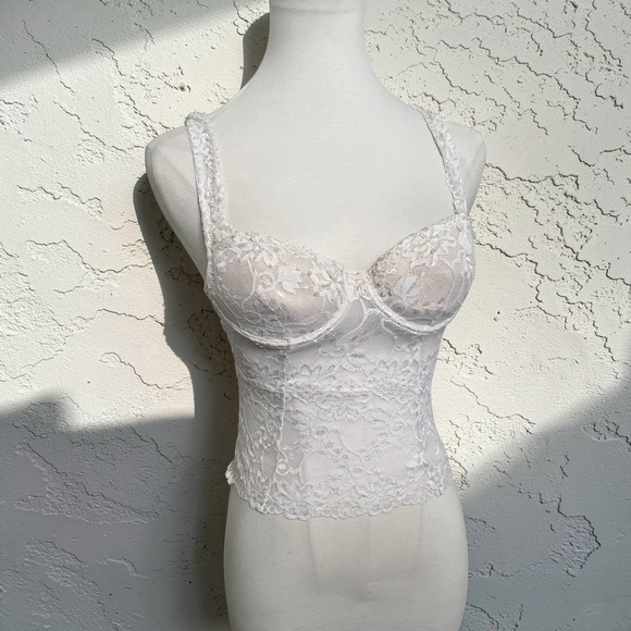 Other - Vintage Lace Bustier Top Ivory Fairycore Corset Camisole Bridal XS